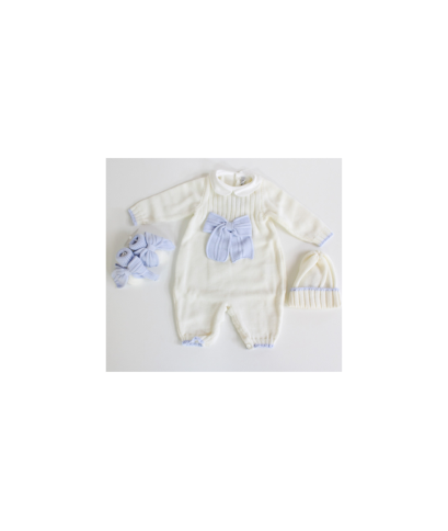 Serie Costone Con Fioccone Lana - Tutina Con Scarpette + Cappellino §828