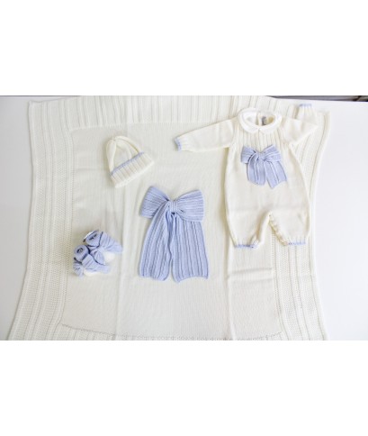 Ribbed Set with Wool Bow - Onesie §829