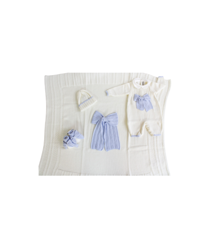 Set Costone Con Fioccone Lana Per Neonato - Tutina §829