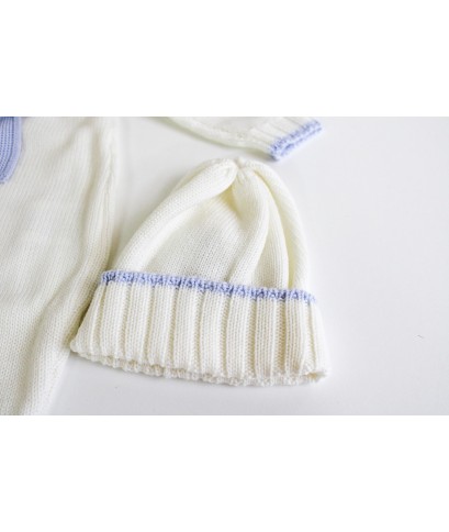 Set of Ribbed Wool Bows for Newborns - Baby Boy's Layette §830