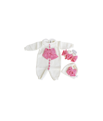 Wool Bow Series - Onesie with Shoes + Hat