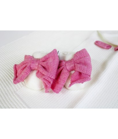 Wool Bow Series - Onesie with Shoes + Hat