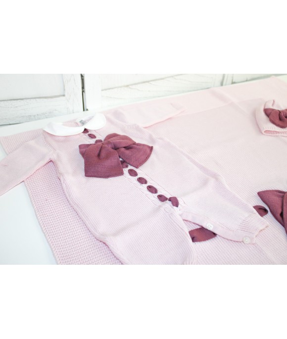 Wool Bow Series - Onesie with Shoes + Hat §836