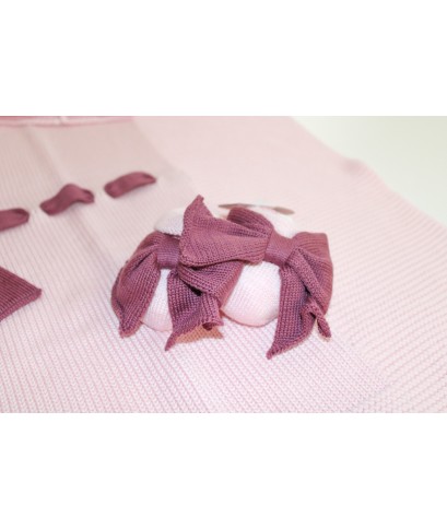 Serie Fiocco Lana Per Neonata - Tutina Con Scarpette + Cappellino §836