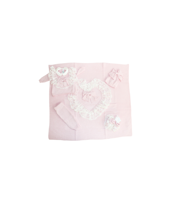 Set Battesimo Pizzo Nuovo Lana - Coprifasce Con Pantalone §838