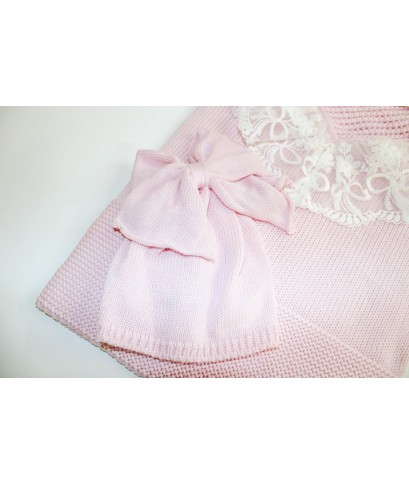 Set Battesimo Pizzo Nuovo Lana - Coprifasce Con Pantalone §838