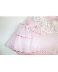 Set Battesimo Pizzo Nuovo Lana - Coprifasce Con Pantalone §838