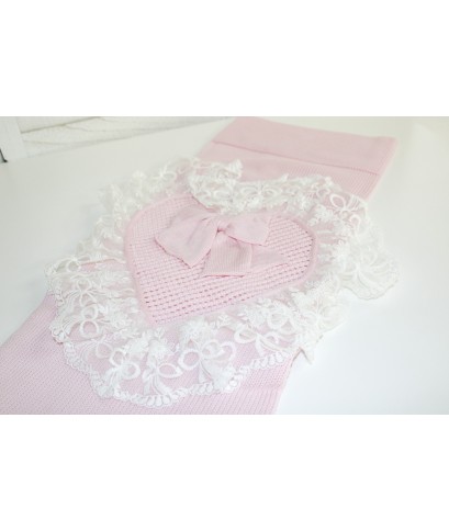 Set Battesimo Pizzo Nuovo Lana - Coprifasce Con Pantalone §838