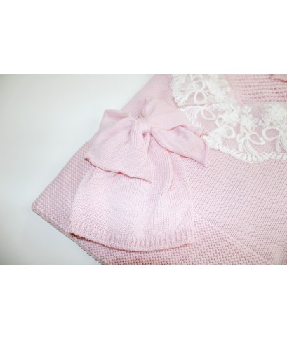 Set Battesimo Pizzo Nuovo Lana - Coprifasce Con Pantalone §838