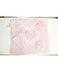 New Wool Lace Baptism Set - 2 Pcs Bandana with Pants §838