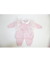 New Wool Lace Baptism Set - 2 Pcs Bandana with Pants §838