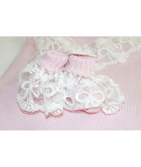 New Wool Lace Baptism Set - 2 Pcs Bandana with Pants §838