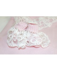 New Wool Lace Baptism Set - 2 Pcs Bandana with Pants §838