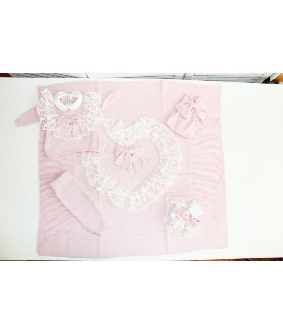 New Wool Lace Baptism Set - 2 Pcs Bandana with Pants §838