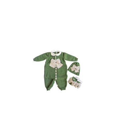 Serie Fiocco Lana - Tutina Con Scarpette + Cappellino §840