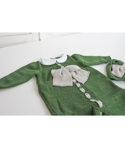 Wool Bow Series - Onesie with Shoes + Hat §840