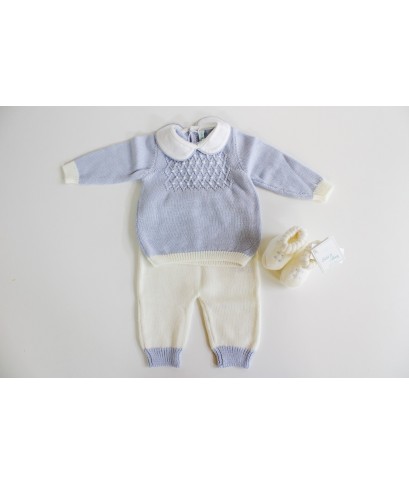 Serie Punto Smock Lana - Coprifasce Maschietto Con Scarpette §892