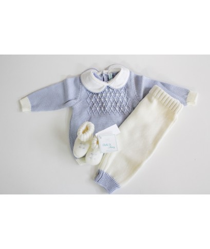 Serie Punto Smock Lana - Coprifasce Maschietto Con Scarpette §891