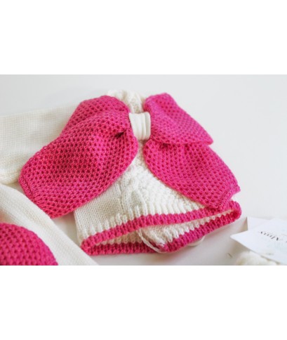 Serie Grana Di Riso Lana - Coprifasce Con Scarpette + Cappellino §893