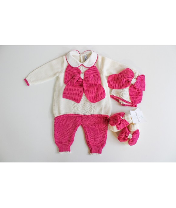 Serie Grana Di Riso Lana - Coprifasce Con Scarpette + Cappellino §893