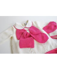 Serie Grana Di Riso Lana - Coprifasce Con Scarpette + Cappellino §893
