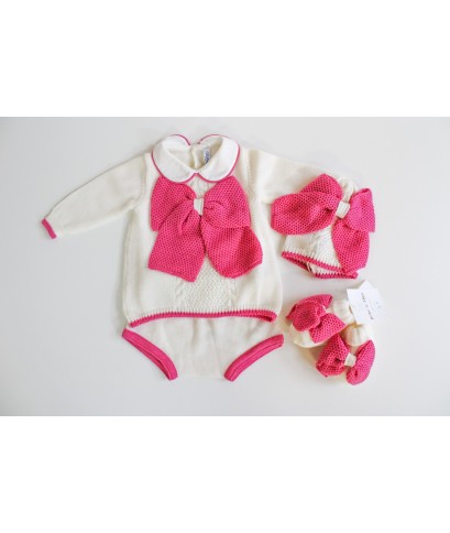 Serie Grana Di Riso Lana - Coprifasce Con Scarpette + Cappellino §893