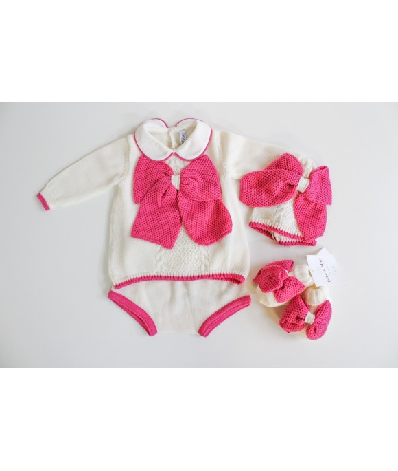 Serie Grana Di Riso Lana - Coprifasce Con Scarpette + Cappellino §893