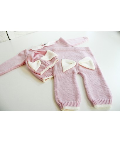 Serie Fiocco Lana - Completino 2 Pezzi Con Cappellino §993