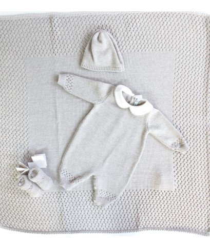 Openwork Wool Set for Newborns - Onesie §916