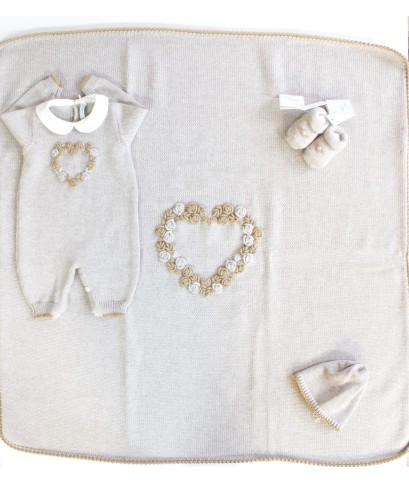 Rococo Heart Wool Baby Set - Onesie §948