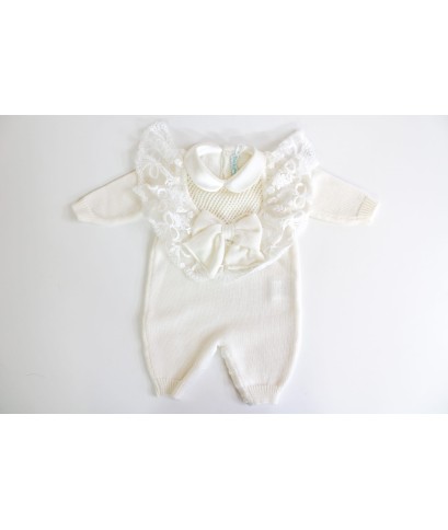 Serie Battesimo Pizzo Nuovo Lana - Tutina §967