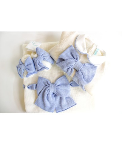 Wool Bow Set for Newborns - Baby Boy's Layette §1006