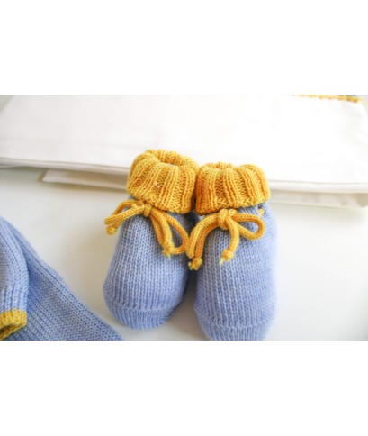 Set Nastro Lana Per Neonato - Coprifasce Con Scarpette + Lenzuolo §1110