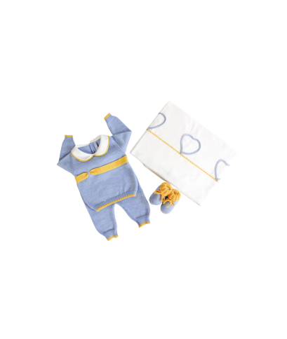 Set Nastro Lana Per Neonato - Coprifasce Con Scarpette + Lenzuolo §1110
