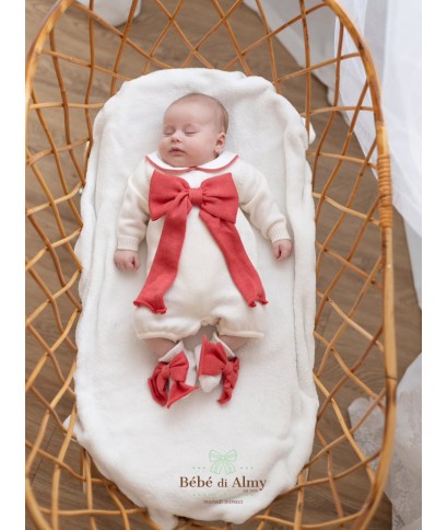 Long Wool Bow Set for Newborn Baby Girl - Romper §926