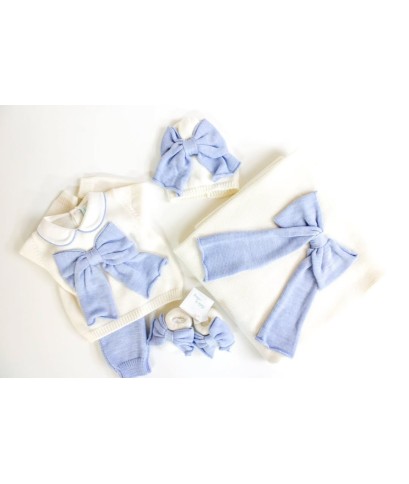 Long Wool Bow Set for Newborns - Baby Boy's Layette §806